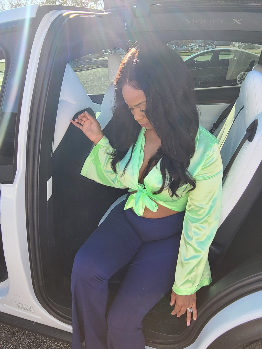 Lime Green Bell Sleeve Shirt