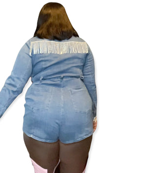 Plus Crystal Fringe Romper