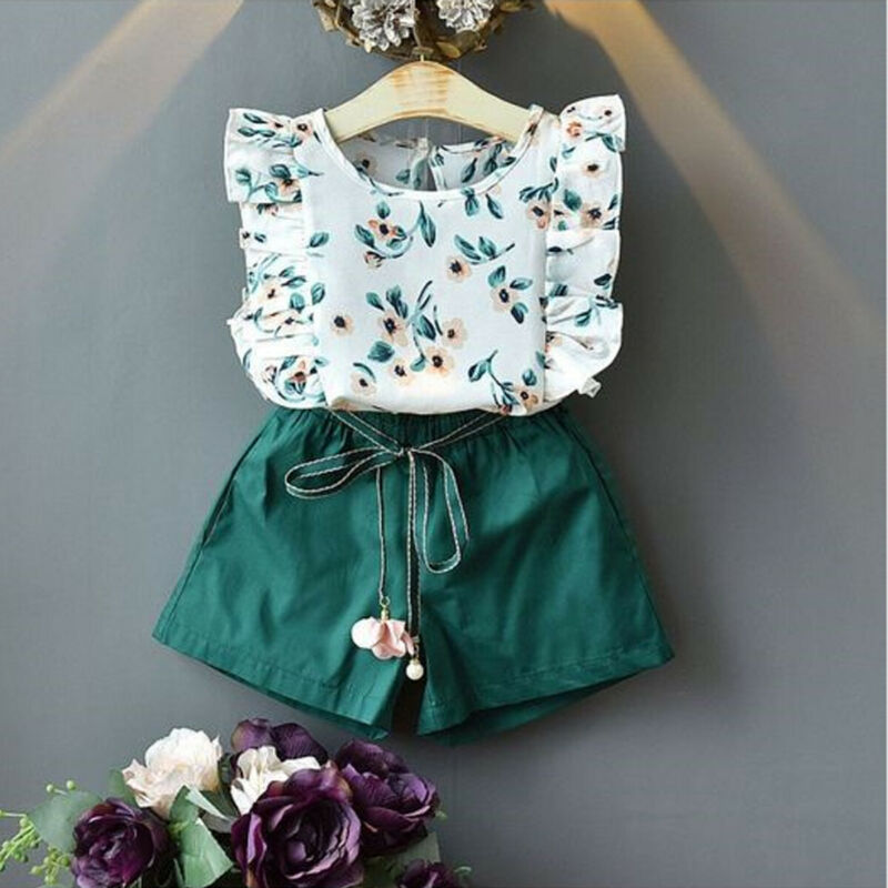 Dark Green Floral Summer Set