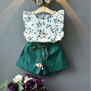 Dark Green Floral Summer Set
