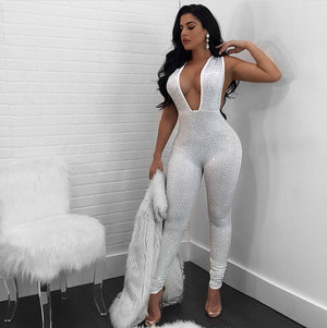 Rhinestone Open Jumpsuit