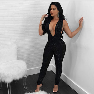 Rhinestone Open Jumpsuit