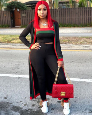 Red And Green Stripe Playsuit Set